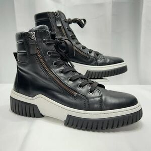 Gabor Black Leather Double Zip Combat Boots Size US 8.5 - 9